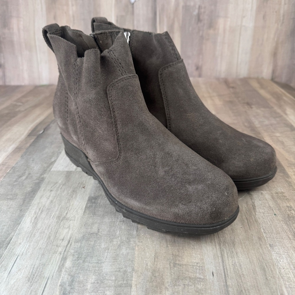 NEW Sorel Evie II Women's 9.5 Gray Suede Ankle Booties Pull On NO BOX